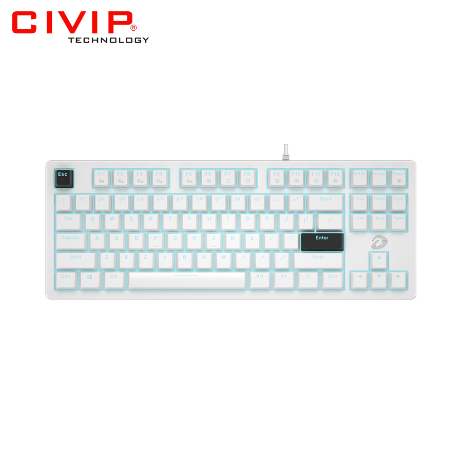 Bàn phím cơ có dây DareU EK87 V2 White - Blue Switch