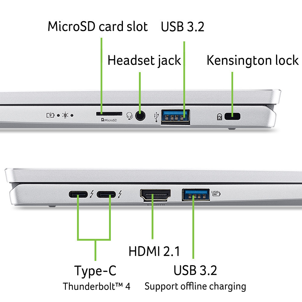 Laptop Acer Swift Go SFG14-73-53X7 NX.KSLSV.001 (Ultra 5 125H/ 16GB/ 512GB SSD/ 14 inch 2.8K/ Win11/ Silver/ Vỏ nhôm/ 1Y)