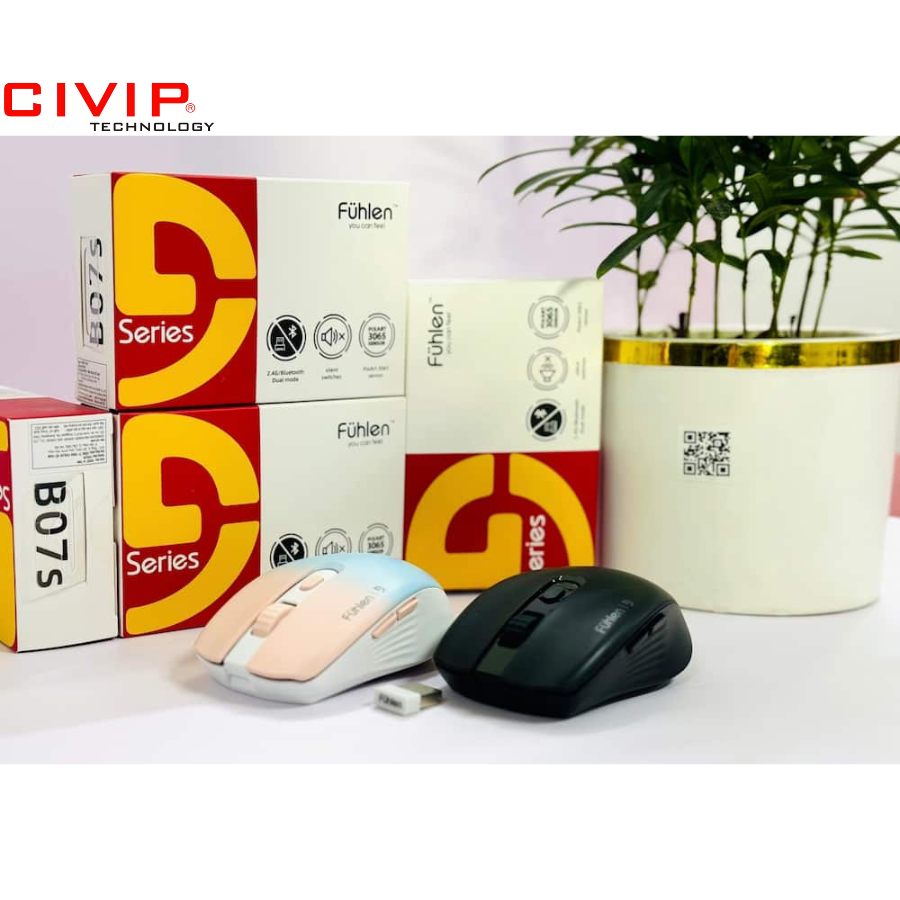 Chuột không dây Fuhlen B07s - Black (2.4GHz + Bluetooth)