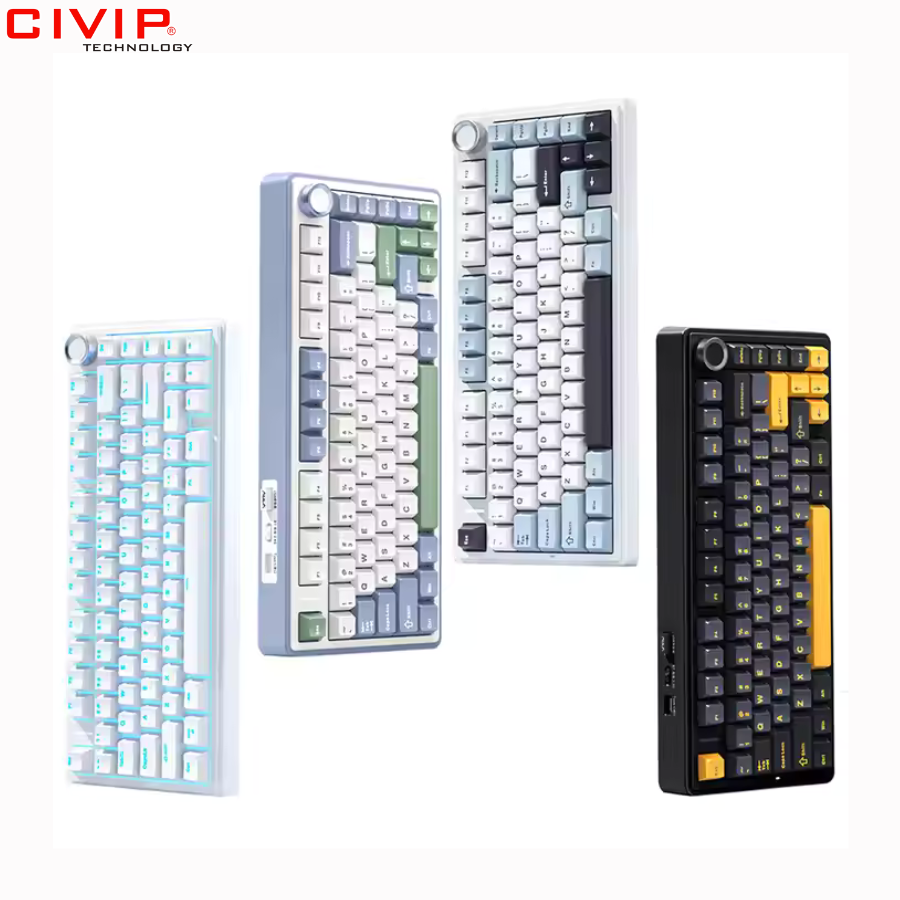 Bàn phím cơ không dây AULA F75 - Grey Wood V3 Switch