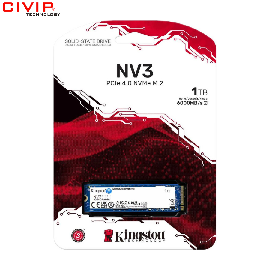 Ổ cứng SSD Kingston 1TB M.2 NVMe PCIe Gen 4x4 NV3 (SNV3S/1000GB)