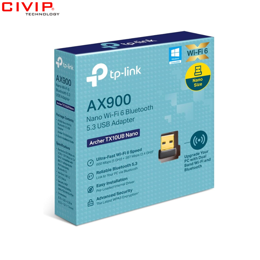 USB Wifi TPLink Dual Band Archer TX10UB Nano (AX900 & Bluetooth 5.3)