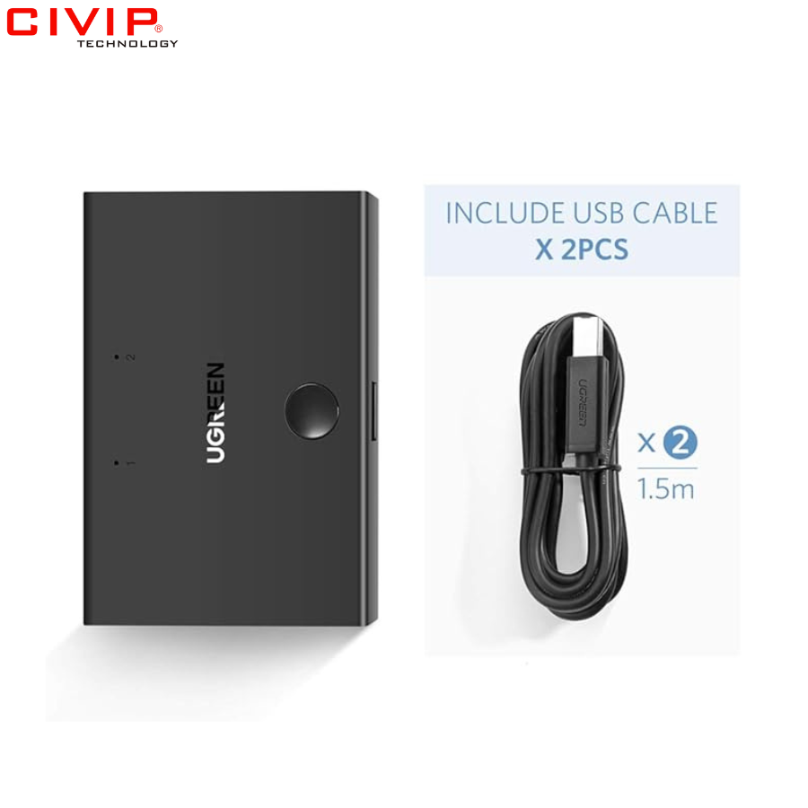 Bộ chia máy in 1 ra 2 cổng USB 2.0 chính hãng Ugreen 30345