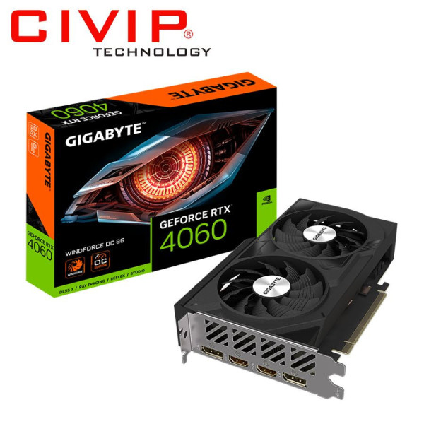 VGA Gigabyte RTX4060 WINDFORCE OC 8G (GV-N4060WF2OC-8GD)