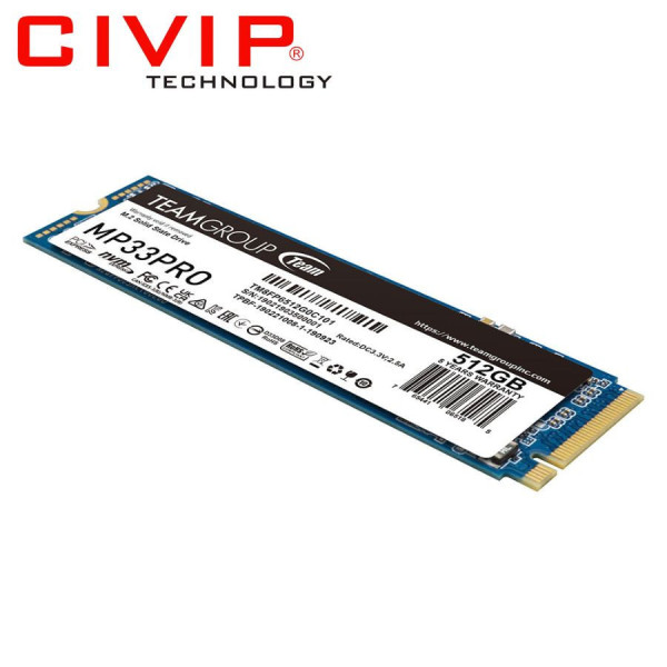 Ổ cứng Teamgroup MP33 PRO 512GB M.2 PCIe Gen3x4 (Read 3,500 MB/s - Write 3,000 MB/s)