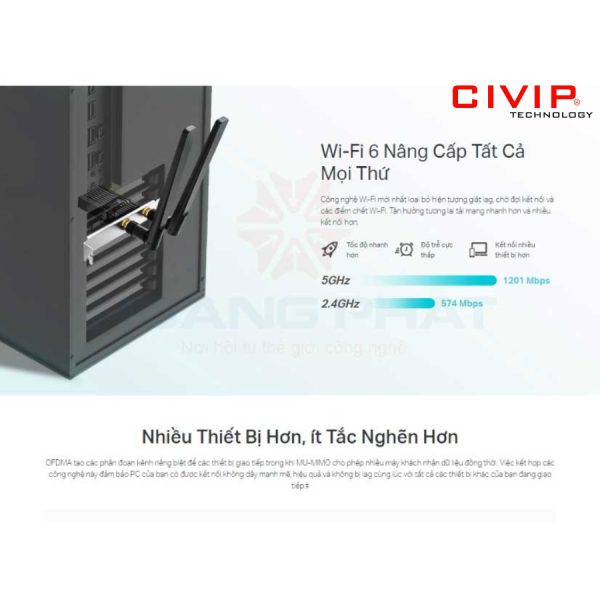 Card mạng không dây PCI TPLink Archer Tx20E AX1800 (Wifi 6 + Bluetooth 5.2)