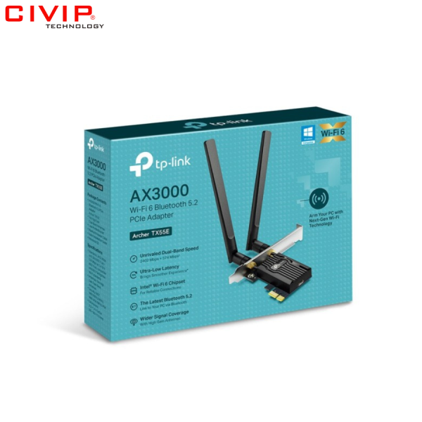 Card mạng không dây PCI TPLink Archer Tx20E AX1800 (Wifi 6 + Bluetooth 5.2)