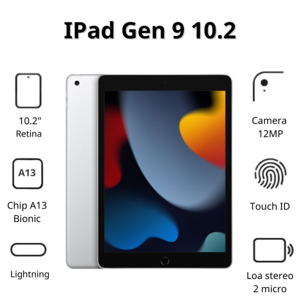 Apple iPad 10.2 inch Gen 9th Wi-Fi + Cellular 64GB - Silver (MK493ZA/A)