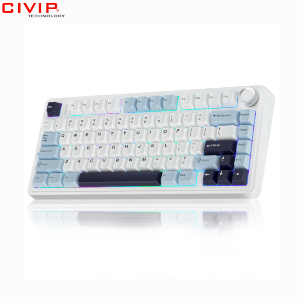 Bàn phím cơ không dây AULA F75 - Grey Wood V3 Switch