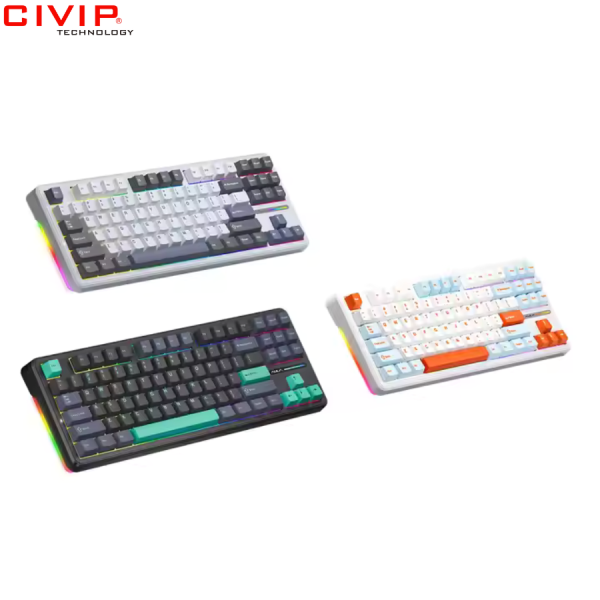 Bàn phím cơ không dây AULA F87 - Grey Wood V3 Switch