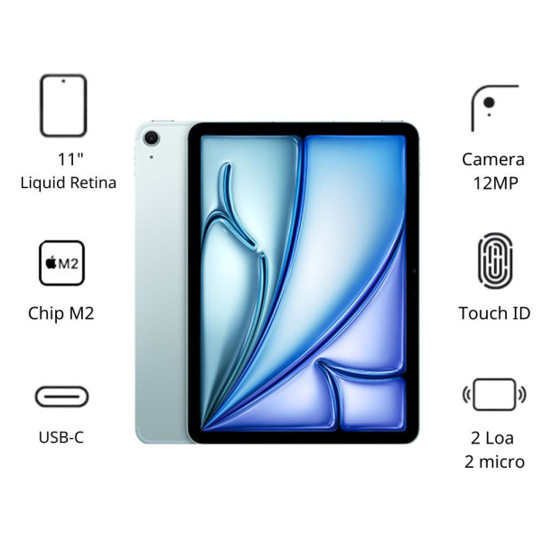 Máy tính bảng Apple IPad Air 6 11inch Wifi (8GB/ 1TB/ Blue/ MUWR3ZA/A)