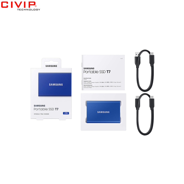 Ổ cứng di động SSD Samsung T7 Portable 2TB Blue (MU-PC2T0H/WW)