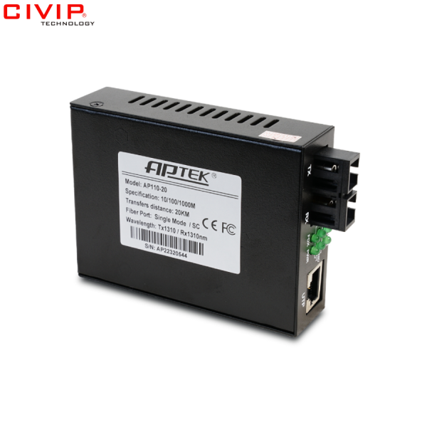 Bộ chuyển đổi quang điện APTEK AP110-20 (20km)