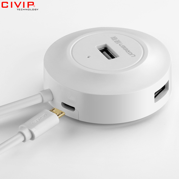 Bộ chia USB 2.0 1 ra 4 cổng Ugreen 20270 (Màu Trắng)