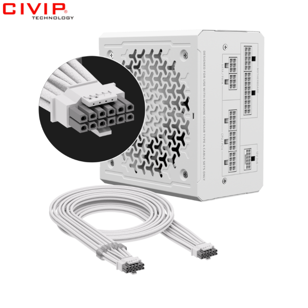 Nguồn máy tính Corsair RM850e White ATX 3.1 Cybenetics Gold - Full Modul (CP-9020293-NA)