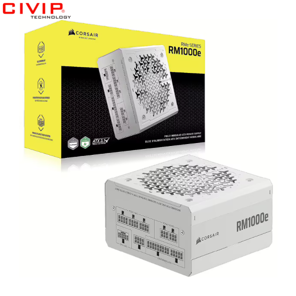 Nguồn máy tính Corsair RM1000e White ATX 3.1 Cybenetics Gold - Full Modul (CP-9020294-NA)