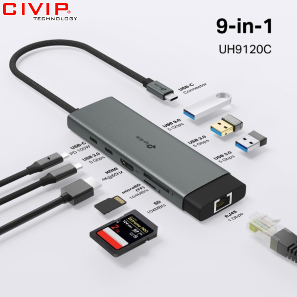 Bộ chia USB Type C ra 9 cổng TPLink UH9120C