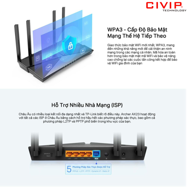 Router Wifi TPLink Archer AX23 - Wifi 6 chuẩn AX1800