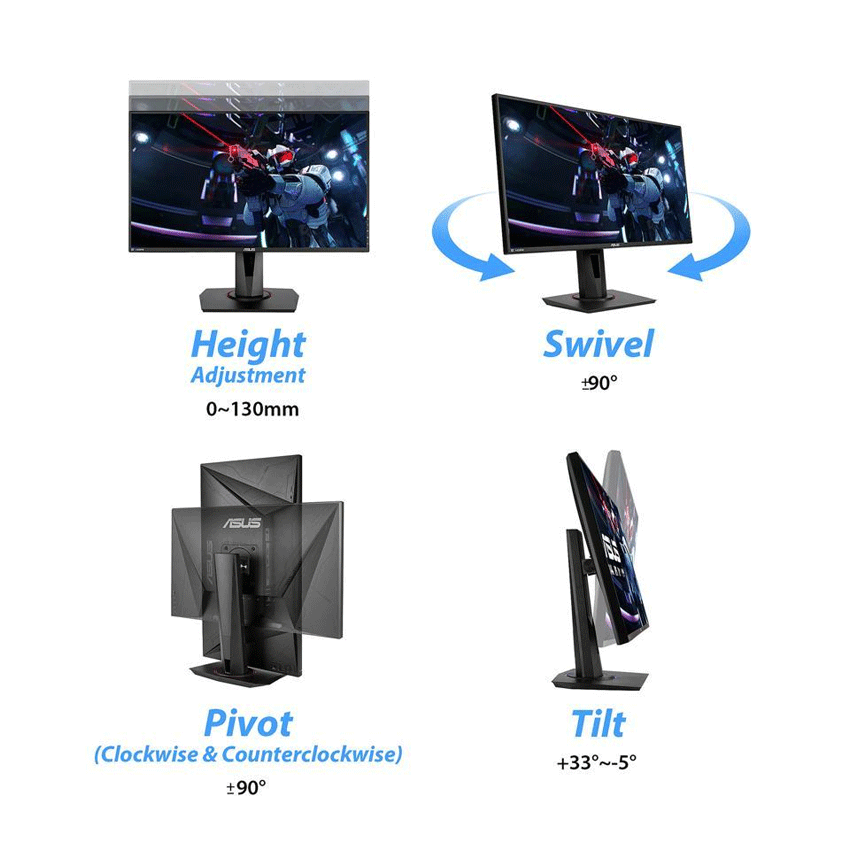 Màn Hình Asus VG279Q (27inch/FHD/IPS/144Hz/1ms/400cd/m²/DP+HDMI+DVI/Gaming)