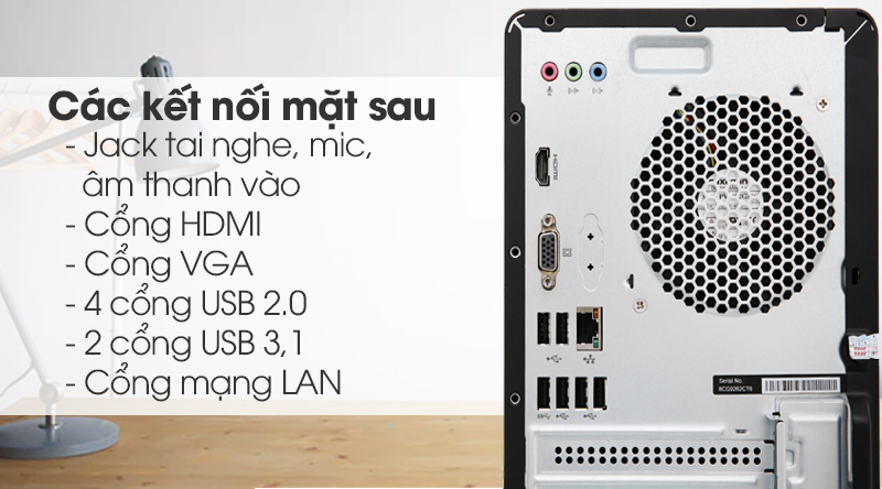 Máy tính để bàn HP Pavilion 590-P0108D, Core i3- 9100(3.60 GHz,6MB),4GB RAM DDR4,1TB HDD,DVDRW,Intel