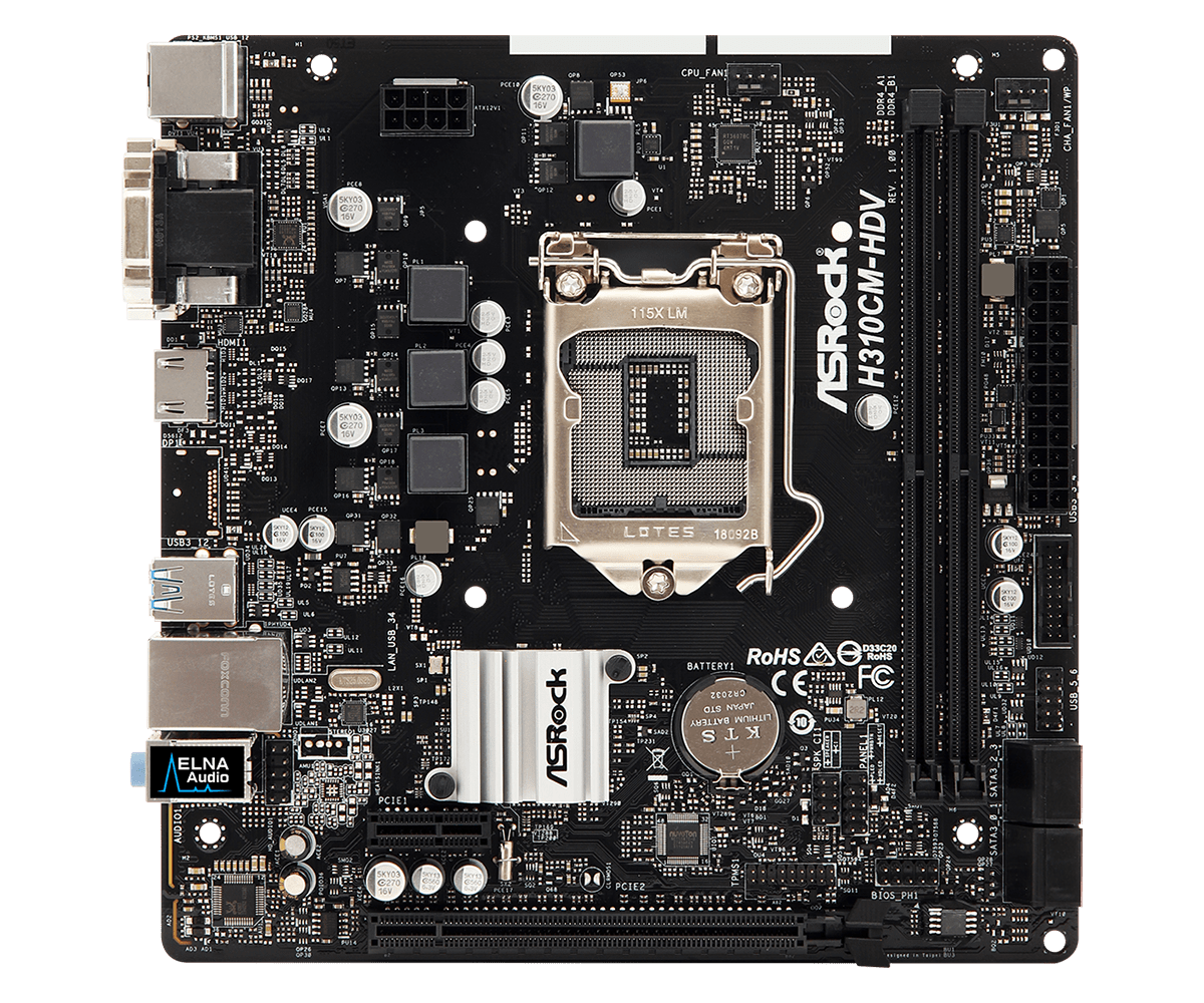 Mainboard ASROCK H310CM HDV (Intel H310/Socket 1151/mATX/4 khe RAM DDR4)