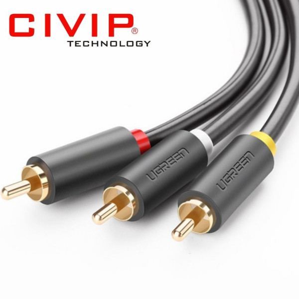 Dây loa AV 3-3 5M đầu mạ vàng 24K Ugreen 10527