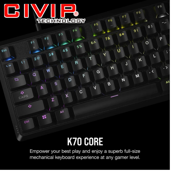 Bàn phím cơ có dây Corsair K70 CORE RGB - Black