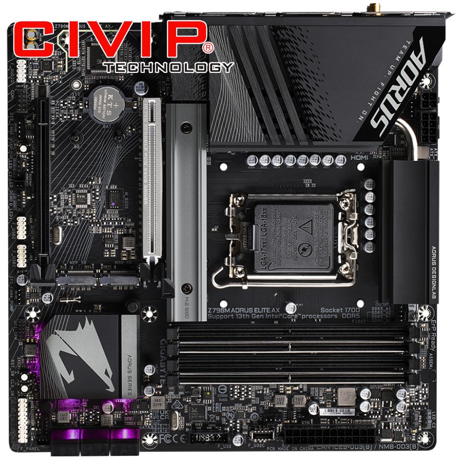 Mainboard Gigabyte Z790M AORUS ELITE AX DDR5 (Chipset Z790, Socket Intel LGA1700, DDR5, DP / HDMI, ATX)