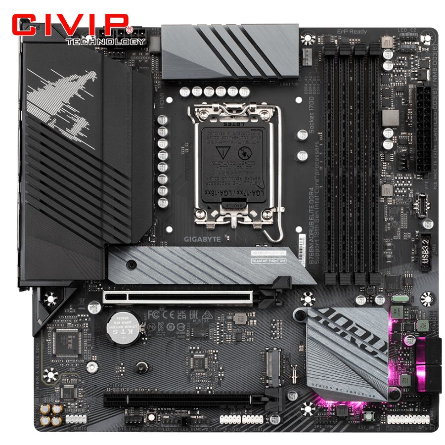 Mainboard GIGABYTE B760M AORUS ELITE DDR4 (Chipset B760, Socket Intel LGA1700, DDR4, DP / HDMI, m-ATX)