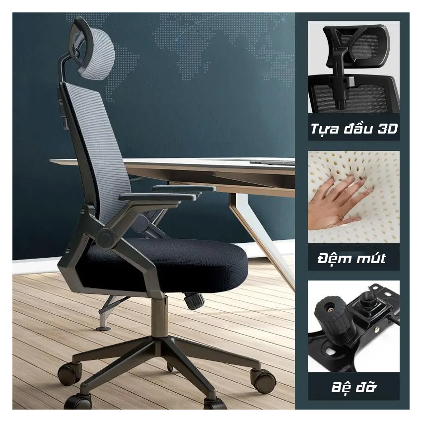 Ghế Văn Phòng Tay Gập Xiaomi Manson Ergonomic - Đen