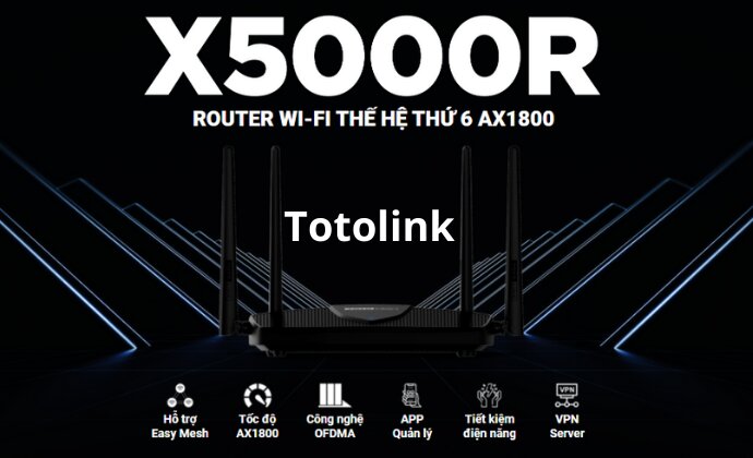 Router Totolink Wi-Fi 6 Gigabit AX1800 - X5000R