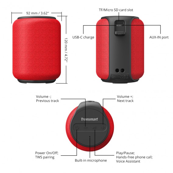 Loa Bluetooth Tronsmart Element T6 Mini - Red