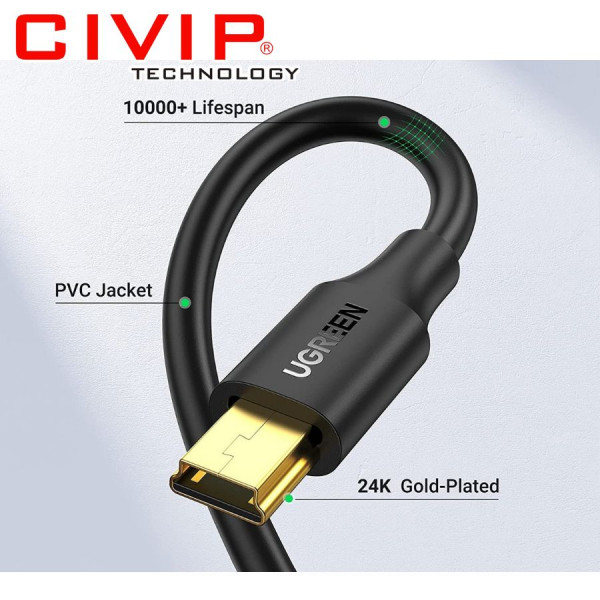 Cáp chuyển đổi USB 2.0 to mini USB dài 1.5M Ugreen 10385