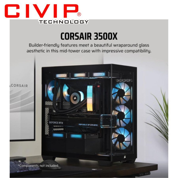 Case Corsair 3500X Mid-Tower - Black