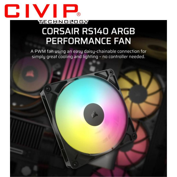 Corsair RS140 ARGB 140mm PWM - Dual Pack - Black