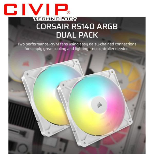 Facn Case Corsair RS140 ARGB 140mm PWM - Dual Pack - White