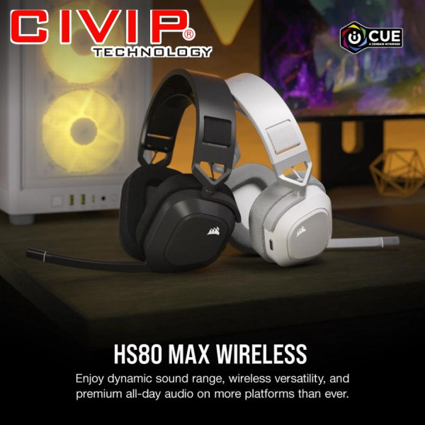 Tai nghe Corsair HS80 MAX WIRELESS - Steel Gray