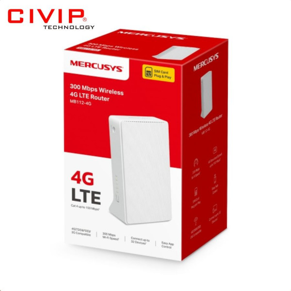 MERCUSYS MB112-4G Router 4G LTE Không Dây Chuẩn N 300 Mbps